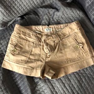 Tan canvas short shorts